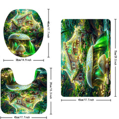 4pcs Non Slip Bathroom Set with Mushroom Shower Curtain