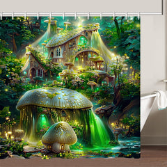4pcs Non Slip Bathroom Set with Mushroom Shower Curtain