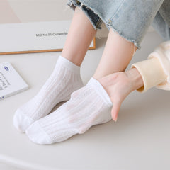 5 Pairs Solid Textured Low Cut Ankle Socks Women's Stockings