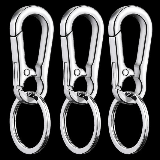 3pcs Stainless Steel Gourd Buckle Keychain Men Waist Belt Clip Anti-lost