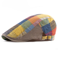 Plaid Herringbone Beret Hat for Women Men