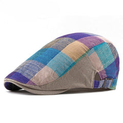 Plaid Herringbone Beret Hat for Women Men