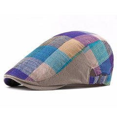 Plaid Herringbone Beret Hat for Women Men