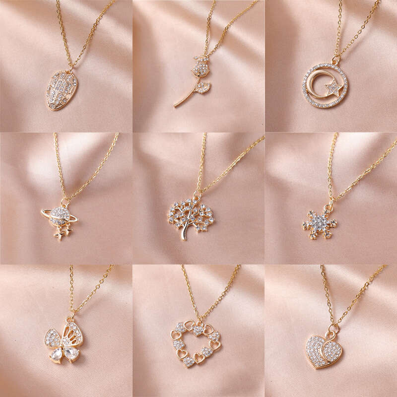 Heart Star Pendant Necklace Chain For Girls