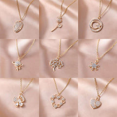 Heart Star Pendant Necklace Chain For Girls