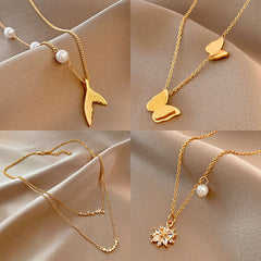 Heart Star Pendant Necklace Chain For Girls
