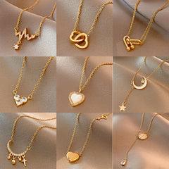 Heart Star Pendant Necklace Chain For Girls