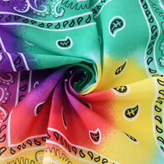 Gradient Tie Dye Bandana Paisley Print Hip Hop Square Scarf