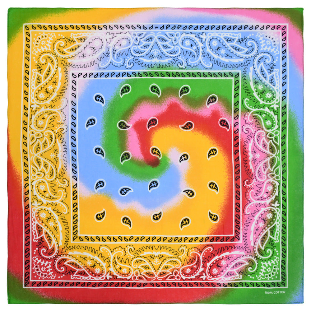Gradient Tie Dye Bandana Paisley Print Hip Hop Square Scarf