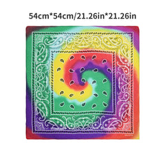Gradient Tie Dye Bandana Paisley Print Hip Hop Square Scarf