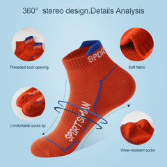 Athletic Cycling Running Ankle Crew Socks - 5 Pairs