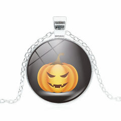 Halloween Pumpkin Skull Pendant Necklace Funky Sweater Chain