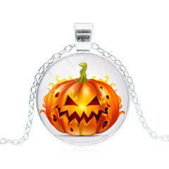 Halloween Pumpkin Skull Pendant Necklace Funky Sweater Chain