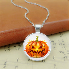 Halloween Pumpkin Skull Pendant Necklace Funky Sweater Chain