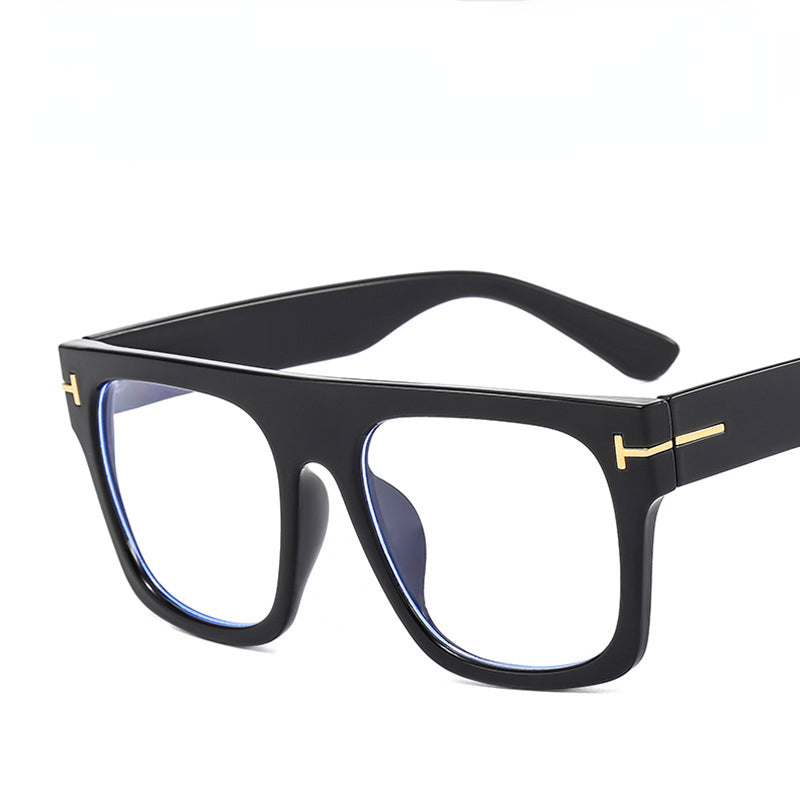 Men's Large Square Frame Anti Light Glasses Vintage PC Glasses