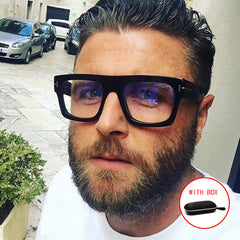 Men's Large Square Frame Anti Light Glasses Vintage PC Glasses