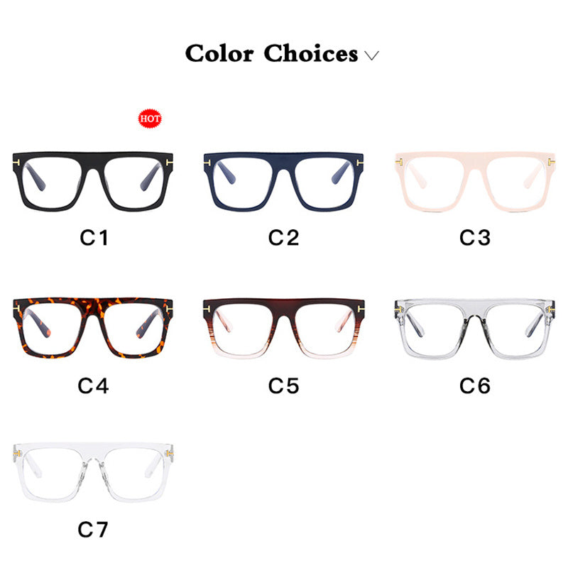 Men's Large Square Frame Anti Light Glasses Vintage PC Glasses