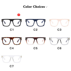 Men's Large Square Frame Anti Light Glasses Vintage PC Glasses