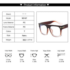 Men's Large Square Frame Anti Light Glasses Vintage PC Glasses