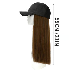 Long Straight Hair Wig with Baseball Cap Synthetic Hair Replacement Wig