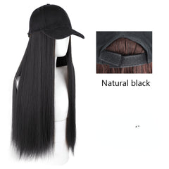 Long Straight Hair Wig with Baseball Cap Synthetic Hair Replacement Wig