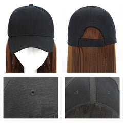 Long Straight Hair Wig with Baseball Cap Synthetic Hair Replacement Wig