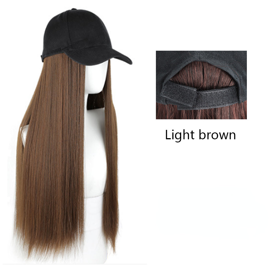 Long Straight Hair Wig with Baseball Cap Synthetic Hair Replacement Wig