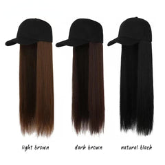 Long Straight Hair Wig with Baseball Cap Synthetic Hair Replacement Wig