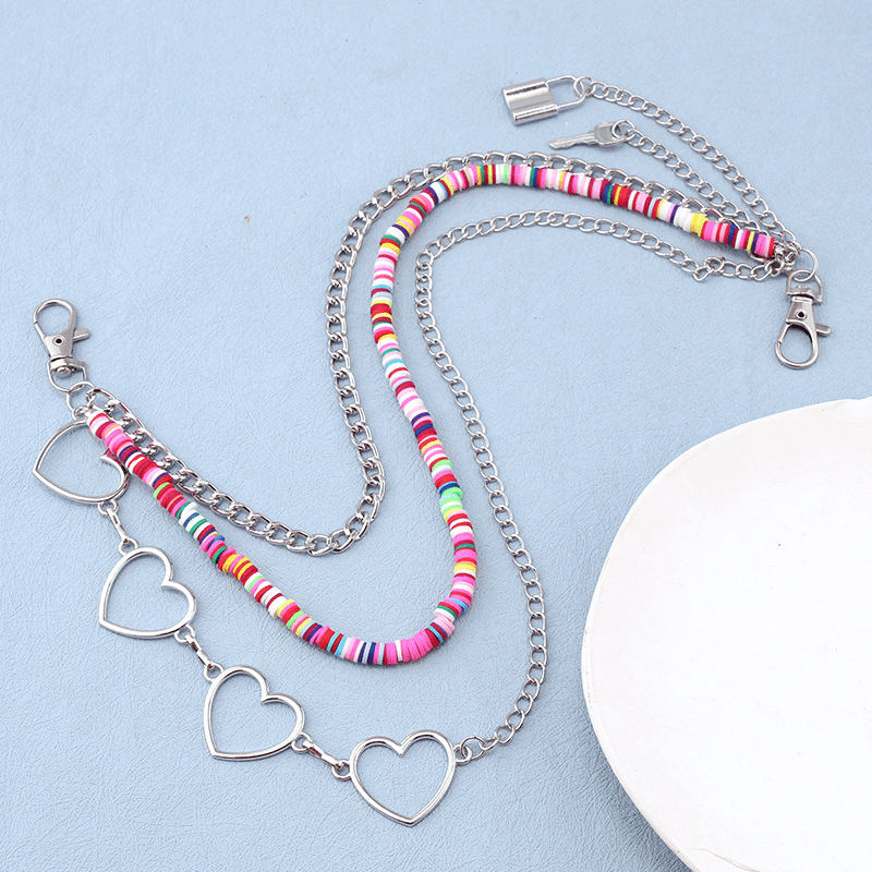 Rainbow Resin Chain Key Lock Tassel Waist Chain Punk Accessories