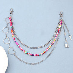 Rainbow Resin Chain Key Lock Tassel Waist Chain Punk Accessories