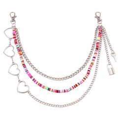 Rainbow Resin Chain Key Lock Tassel Waist Chain Punk Accessories