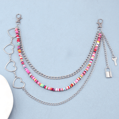 Rainbow Resin Chain Key Lock Tassel Waist Chain Punk Accessories