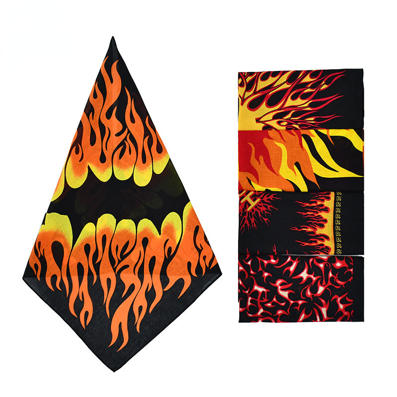 54 Flame Print Bandana Hip Hop Square Scarf Cowboy Headband