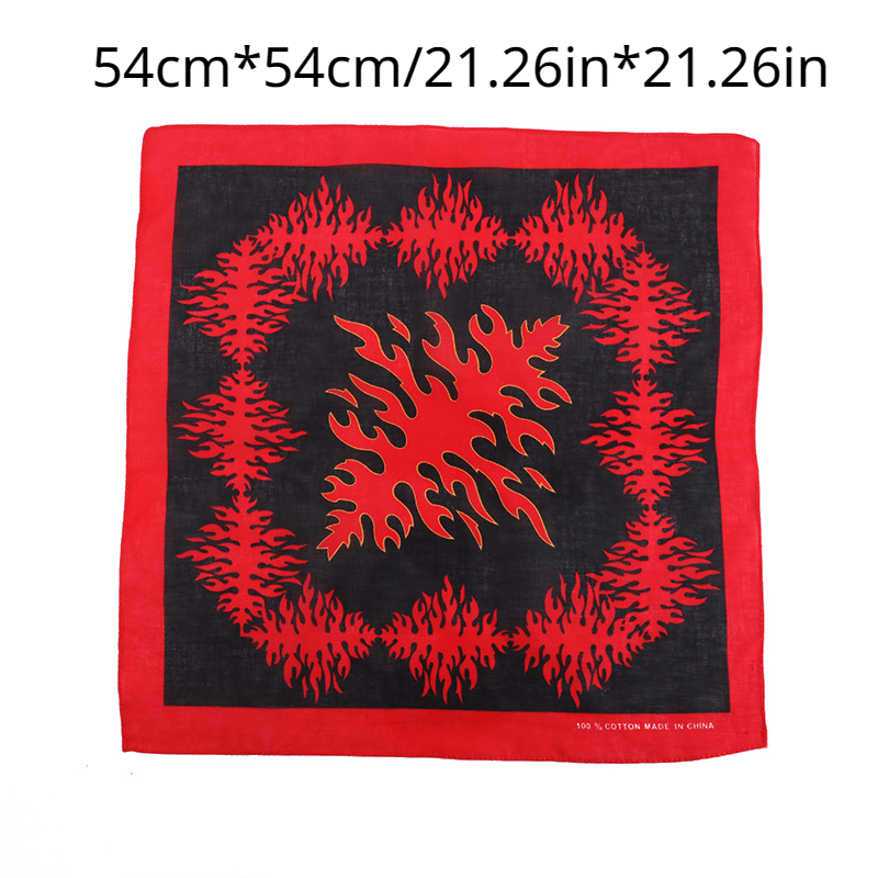 54 Flame Print Bandana Hip Hop Square Scarf Cowboy Headband
