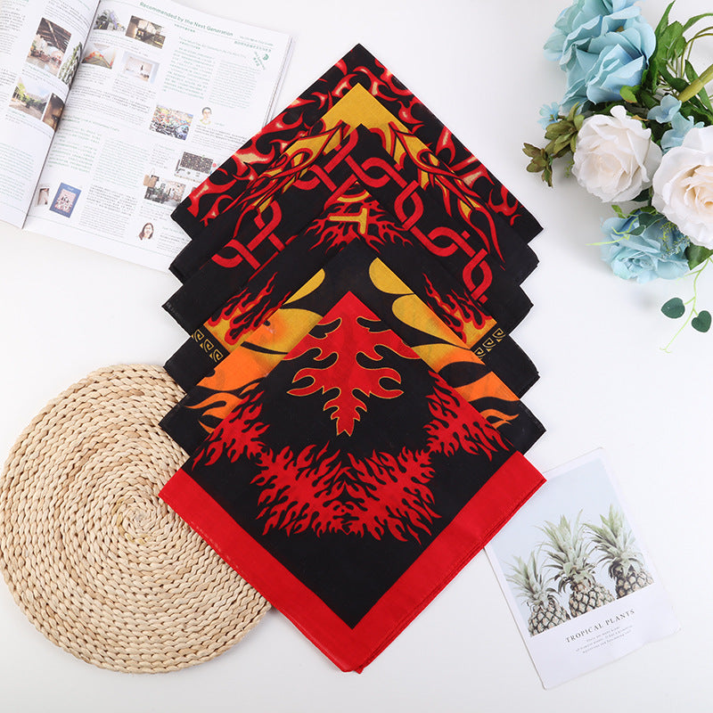 54 Flame Print Bandana Hip Hop Square Scarf Cowboy Headband