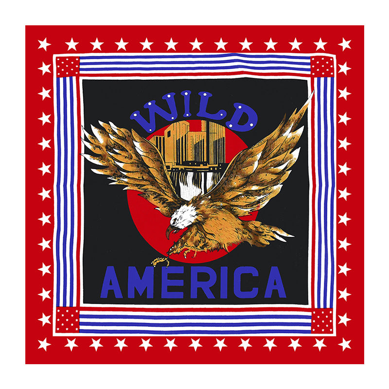 Eagle Print Bandana Flag Cotton Square Scarf Cowboy Headband