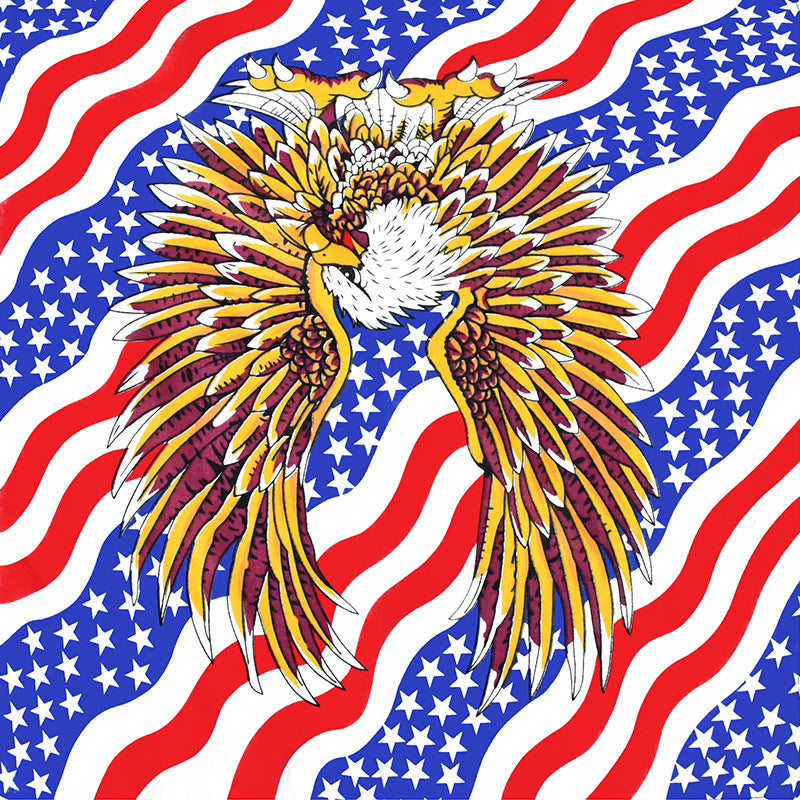 Eagle Print Bandana Flag Cotton Square Scarf Cowboy Headband