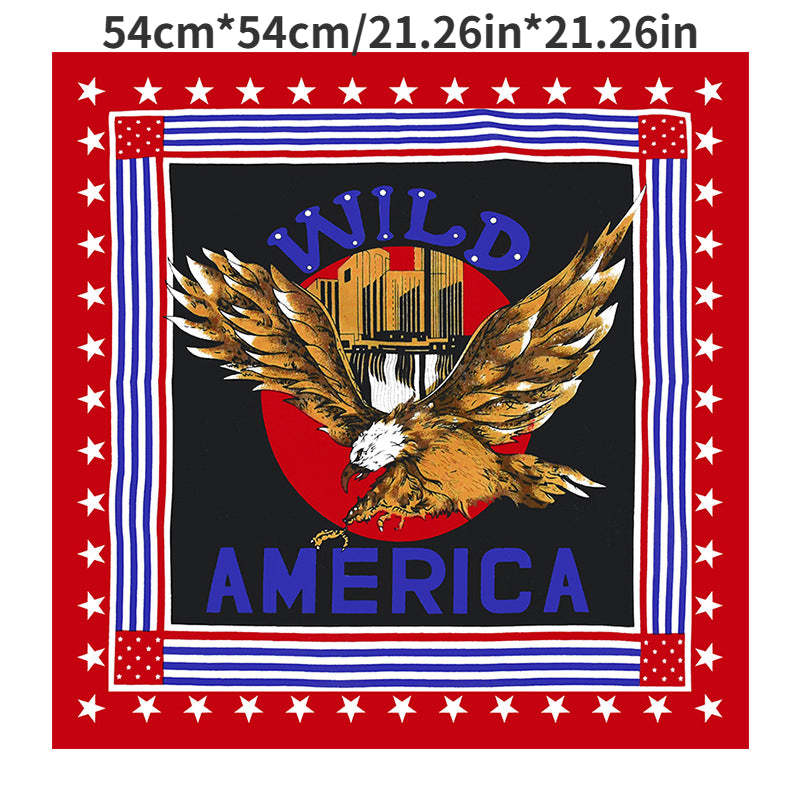 Eagle Print Bandana Flag Cotton Square Scarf Cowboy Headband