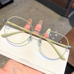 Macaroon Metal Oval Anti Light Glasses for Women Men