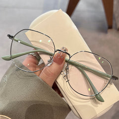 Macaroon Metal Oval Anti Light Glasses for Women Men