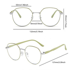 Macaroon Metal Oval Anti Light Glasses for Women Men