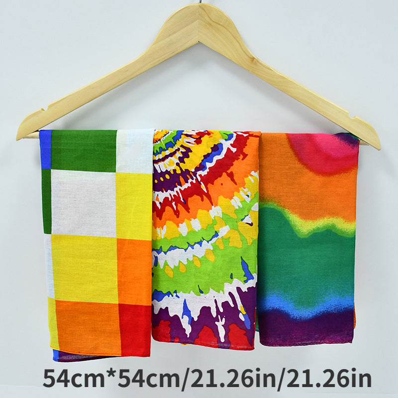 Paisley Rainbow Print Square Scarf Bandana LGBT Pride Headscarf