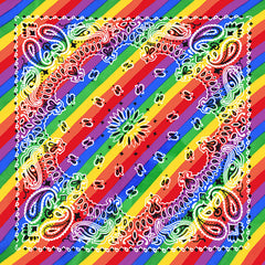 Paisley Rainbow Print Square Scarf Bandana LGBT Pride Headscarf