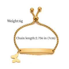 Kids Butterfly Tag Name Bracelet Titanium Steel