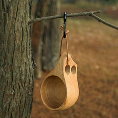 Outdoor Camping Wooden Coffee Cup Portable Anti-scalding Cup