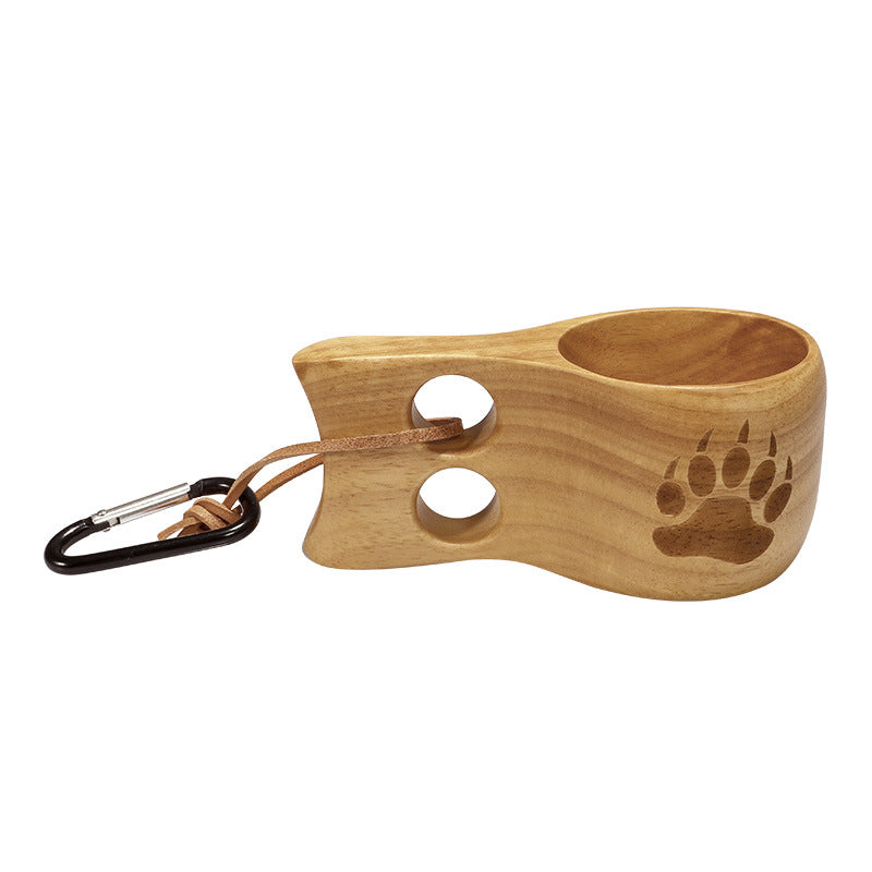Outdoor Camping Wooden Coffee Cup Portable Anti-scalding Cup