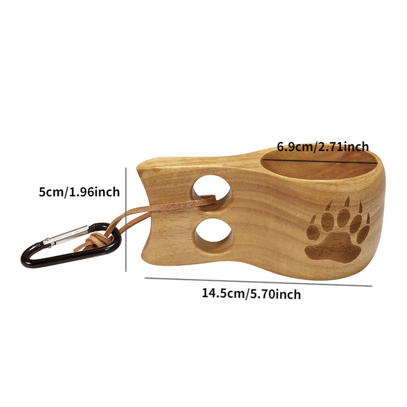Outdoor Camping Wooden Coffee Cup Portable Anti-scalding Cup