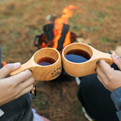 Outdoor Camping Wooden Coffee Cup Portable Anti-scalding Cup