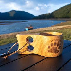 Outdoor Camping Wooden Coffee Cup Portable Anti-scalding Cup