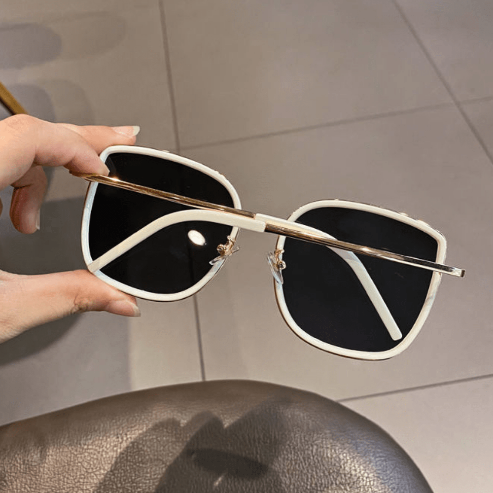 Square Metal Sunglasses Large Mirror Lens UV400